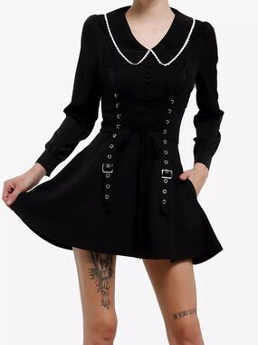 Social Collision Black Grommet Strap‎ Lace-Up Skirtall Hot Topic